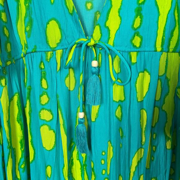 True Destinations Cover up Dress Size M Boho long maxi colorful tassel vacation - Picture 12 of 14
